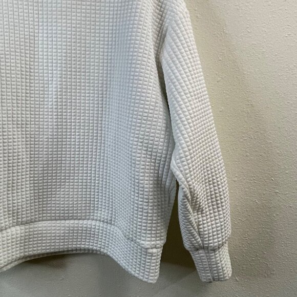 Dazy White Textured Waffle-Knit Crewneck Pullover Sweater M - Picture 6 of 11